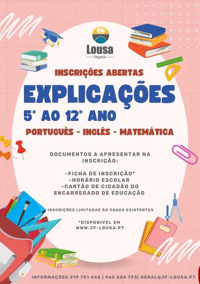 2025/2026 - Inscrições Abertas | Explicações Português, Inglês e Matemática
