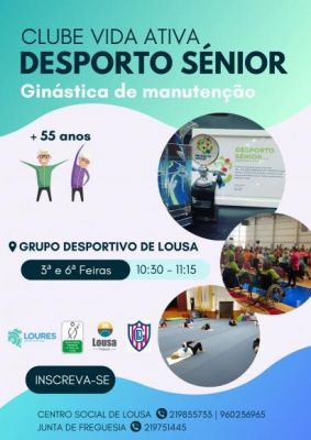 Clube Vida Ativa - Desporto S&eacute;nior | Abertura de Inscri&ccedil;&otilde;es Gin&aacute;stica de Manuten&ccedil;&atilde;o