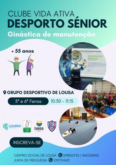 Clube Vida Ativa - Desporto S&eacute;nior | Abertura de Inscri&ccedil;&otilde;es Gin&aacute;stica de Manuten&ccedil;&atilde;o