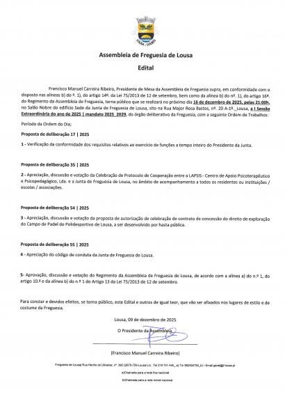 1&ordf; Sess&atilde;o Extraordin&aacute;ria 16 de dezembro de 2025 | Mandato 2025 - 2029