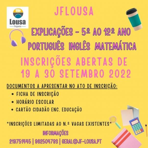 Abertura das Explicações Português, Inglês e Matemática | 5º ao 12º Ano Escolaridade